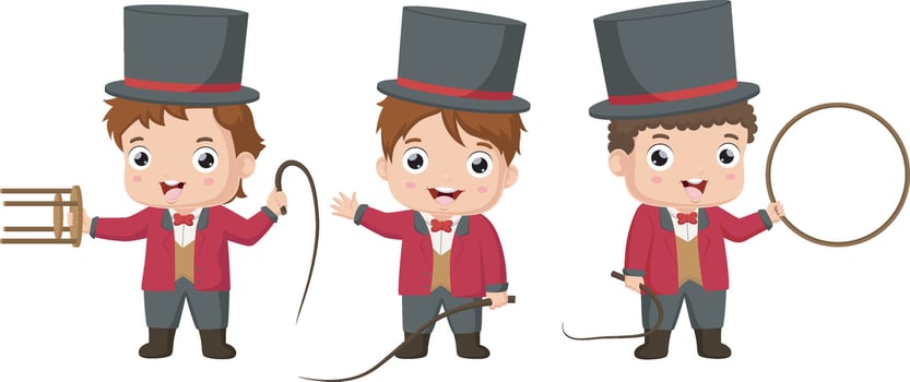 Set of cute circus trainer cartoon vector