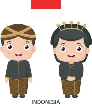 Cute Indonesia boy and girl in national clothes vector
