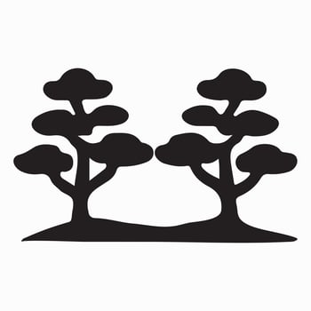 Pair of Bonsai Trees Silhouette Illustration vector