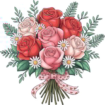 Valentine love heart and flower art featuring pastel hues and roses perfect for romantic themed projects vector