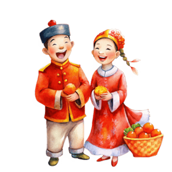 Chinese New Year a lighthearted scene of a chinese couple laughing png