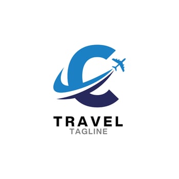 C letter Travel Logo Icon, Summer travel logo icon template, Travel agency logo template. vector