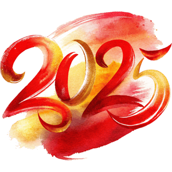 Chinese New Year 2025 in bold rounded typography with each number png