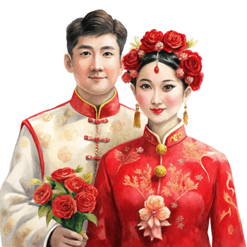 Chinese New Year a stunning chinese couple in traditional wedding png
