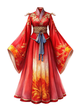 Chinese New Year a traditional chinese hanfu dress with a rich red png