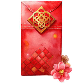 Chinese New Year red envelope with intricate pattern png