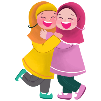 Two muslim girls hugging each other png