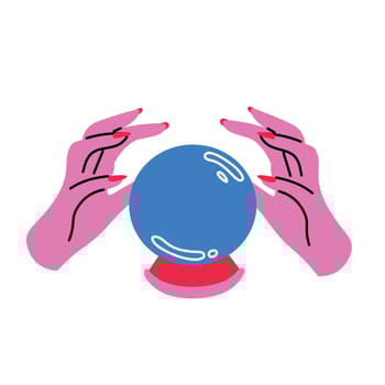 Magic crystal ball in hands of fortune teller. vector