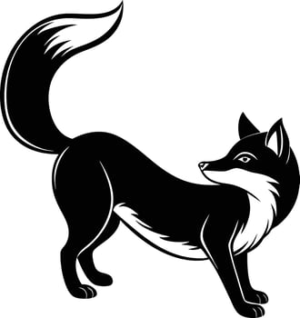 Black and white fox silhouette vector