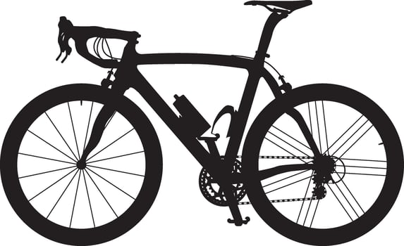 Road bike side view silhouette illustration with detailed part vector