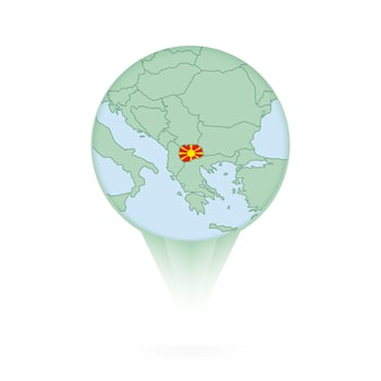 Macedonia map, stylish location icon with Macedonia map and flag. vector