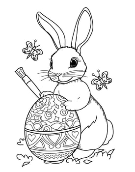 rabbit colouring easter egg ,coloring page vector