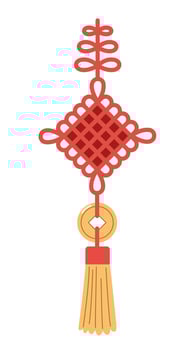 Chinese traditional lucky knot. Lunar new year element, flat style. White background. vector