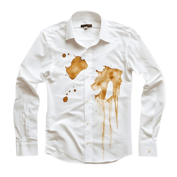 Man's shirt is covered in coffee stains png