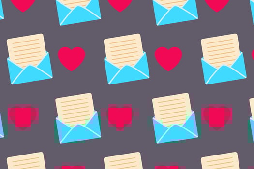 Letter in an envelope. Love message. Happy Valentine's day. pattern in flat style. vector