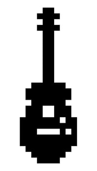 guitar icon logo pixel art design. sticker cartoon pixel. musical retro pixel art. vector