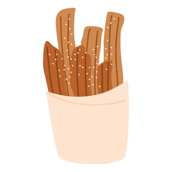 Homemade Spanish churros with sugar vector