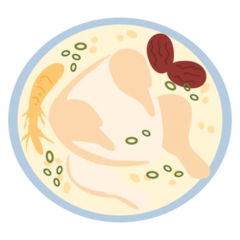 Traditional Korean Chicken Soup Samgyetang vector