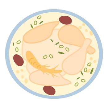 Samgyetang or ginseng chicken soup vector