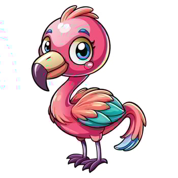 cartoon pink flamingo vector