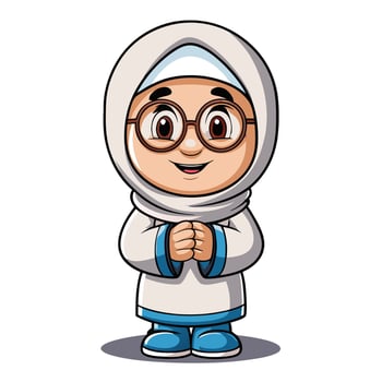 muslim girl cartoon illustration vector