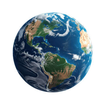 Earth planet isolated on the middle of the transparent background png