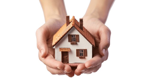 house in hands on transparent background png