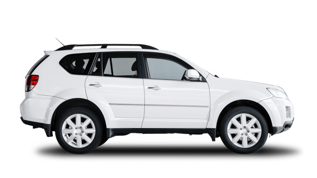 White SUV car in angle view isolated on transparent background png