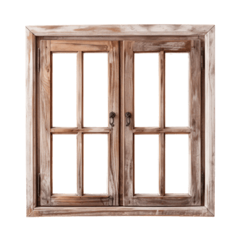 Photo product of simple wooden window, javanesse craved wood, vintage nuance, front facing, transparent background png