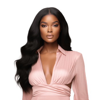 the model is wearing a pink dress with a plunging neckline png