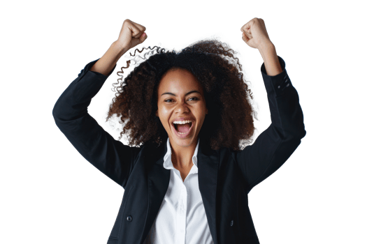 Excited business person celebrating, transparent background png