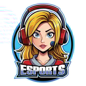 esports logo with a woman in headphones vector