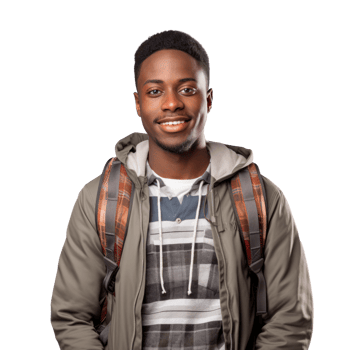 an image of a young black man with a backpack png