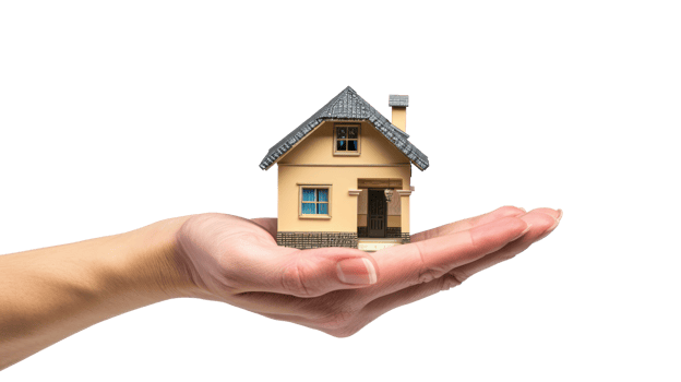 Hand holding a house isolated on transparent background png