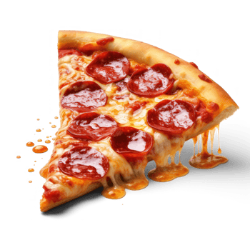 a slice of pepperoni pizza on a isolate on transparent background png