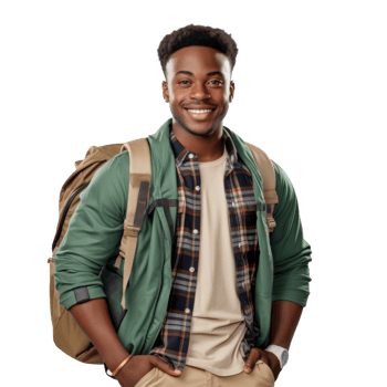 Male African university student, white background png