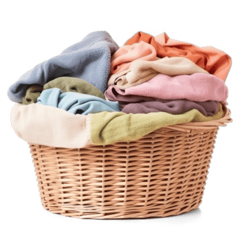 a basket full of clothes on a isolate on transparent background png