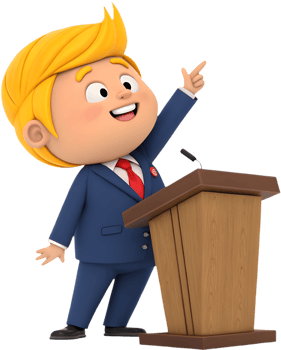 Cartoon president boy with leadership role in clipart. . png