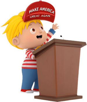 Charming cartoon boy president in leadership role design. . png