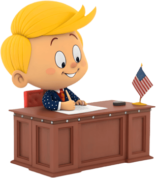 Cartoon boy president with formal leadership pose clipart. . png