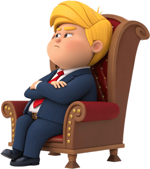 Adorable cartoon boy depicted as president in office. . png