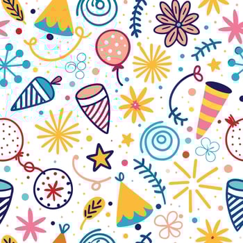 seamless pattern with colorful party items vector
