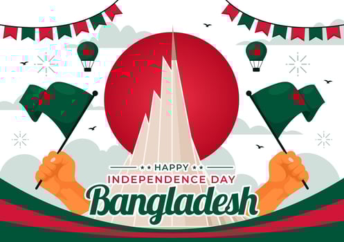 Patriotic Bangladesh Independence Day Illustration with Waving Flag on 26 March vector