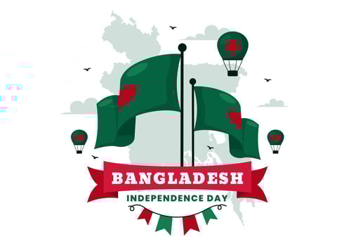 Bangladesh Independence Day Commemoration Art with Flag and Iconic Landmark vector