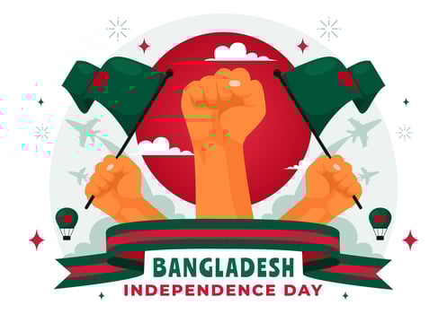 Flat Cartoon Illustration for Bangladesh Independence Day Featuring Flag and Memorial vector