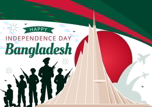 Bangladesh Independence Day Celebration Illustration with Flag and Monument in a Flat Style Background vector