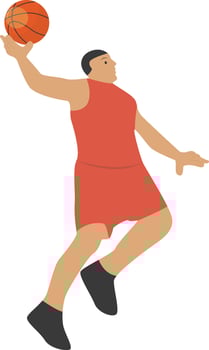 Male Playing Basketball with Dunk Position vector