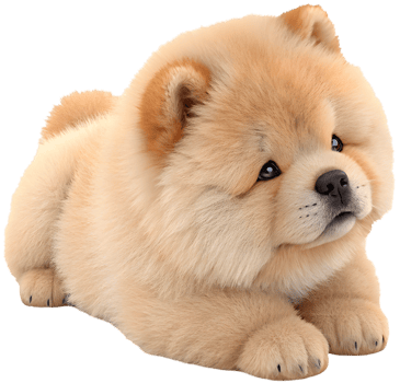 Fluffy Chow Chow dog clipart with cheerful cartoon style. . png