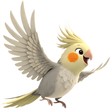 Playful cartoon Cockatiel clipart featuring colorful, charming design. . png