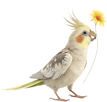 Charming cartoon Cockatiel clipart showcasing cheerful, vibrant character. . png